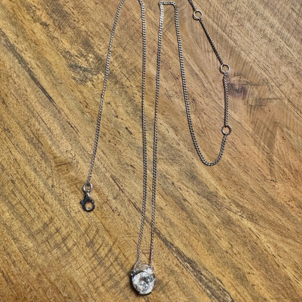Tova adjustable chain Silver Necklace with cubic zirconia Pendant